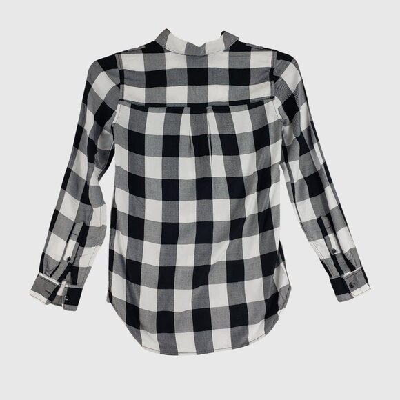 Madewell Black & White Plaid Button-Up Slim Fit Shirt Long Sleeve Womens XXS - Picture 2 of 9